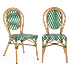 Blumfeldt Montpellier GR, bistro stolička, možnosť ukladať stoličky na seba, hliníkový rám, polyratan, zelená