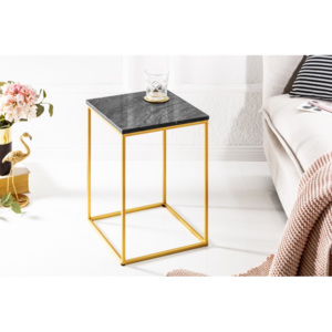 Čierno-zlatý mramorový konferenčný stolík Noble IV 30 x 30 cm »
