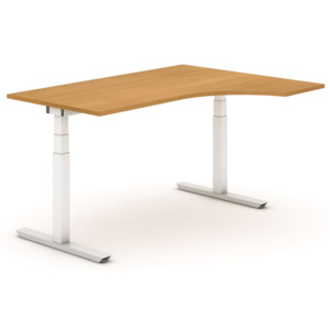 B2B Partner Výškovo nastaviteľný stôl ergonomický, pravý 1600 x 800 x 1200 mm, elektrický, buk + Záruka 7 rokov
