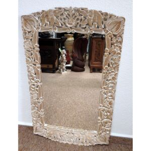 Zrkadlo biele -tíkové drevo 100x60 cm