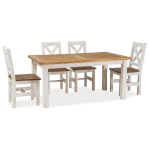 Stôl POPRAD + stoličky POPRAD (1+4/1+6), farba hnedá medová/borovica patina