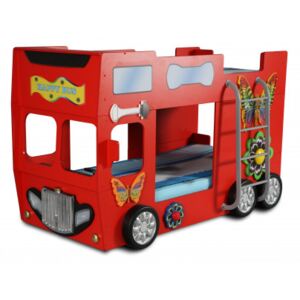 Plastiko Detská poschodová postieľka Inlea4Fun Happy Bus - červená