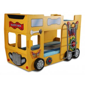Plastiko Detská poschodová postieľka Inlea4Fun Happy Bus - žltá