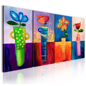 Bimago Ručne maľovaný obraz - Rainbow flowers 120x60 cm