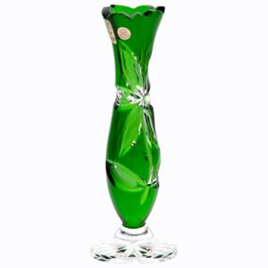 Krištáľová váza Linda, farba zelená, výška 180 mm