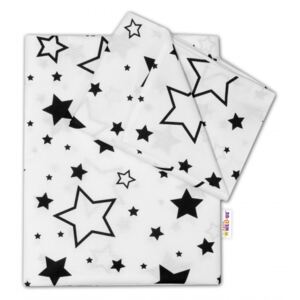 BABY NELLYS - 2-dielné s obliečkami - Čierne hviezdy a hviezdičky - biely