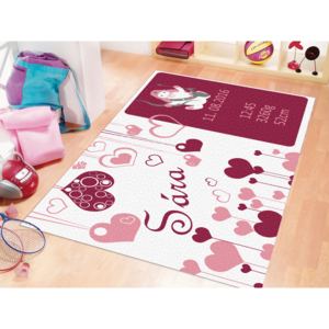 GDmats© -kusový koberec - detský - personalizovaný Baby koberec - love, Rozmer 70 x 100 cm, Druh zakončenia S obšitím, Material GD 700 Komfort
