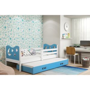 BMS Detská posteľ Miko s prístelkou / biela Farba: biela / modrá, Rozmer.: 190 x 80 cm