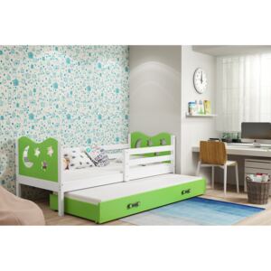 BMS Detská posteľ Miko s prístelkou / biela Farba: biela / zelená, Rozmer.: 190 x 80 cm