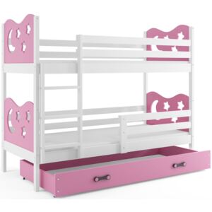 BMS Poschodová detská posteľ Miko / biela Farba: Ružová, Rozmer.: 200 x 90 cm