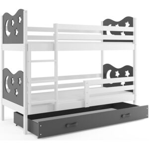 BMS Poschodová detská posteľ Miko / biela Farba: Sivá, Rozmer.: 160 x 80 cm