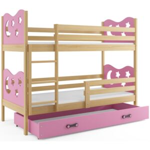 BMS Poschodová detská posteľ Miko /borovica Farba: Ružová, Rozmer.: 160 x 80 cm