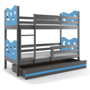 BMS Poschodová detská posteľ Miko / Sivá Farba: Sivá / Modrá, Rozmer.: 160 x 80 cm