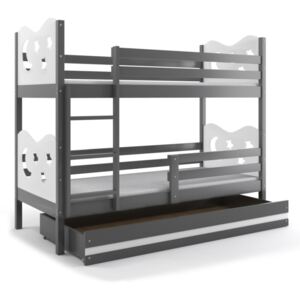 BMS Poschodová detská posteľ Miko / Sivá Farba: Sivá / biela, Rozmer.: 160 x 80 cm