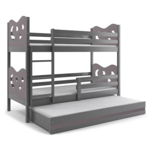 BMS Poschodová detská posteľ Miko s prístelkou / Sivá Farba: Sivá, Rozmer.: 160 x 80 cm