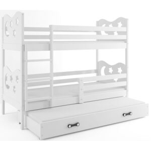 BMS Poschodová detská posteľ Miko s prístelkou / Biela Farba: Biela, Rozmer.: 160 x 80 cm