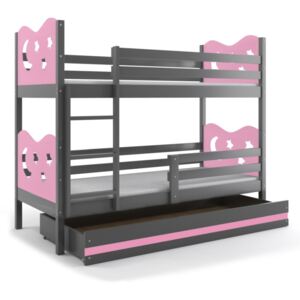 BMS Poschodová detská posteľ Miko / Sivá Farba: Sivá / ružová, Rozmer.: 160 x 80 cm