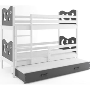 BMS Poschodová detská posteľ Miko s prístelkou / Biela Farba: Sivá, Rozmer.: 160 x 80 cm