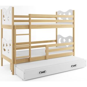 BMS Poschodová detská posteľ Miko s prístelkou / borovica Farba: Biela, Rozmer.: 160 x 80 cm