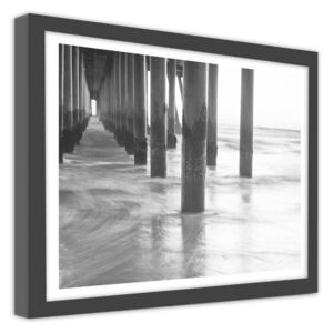 CARO Obraz v ráme - Wooden Bridge Boards 50x40 cm Čierna