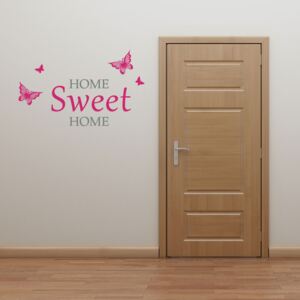 GLIX Domov sladký domov - samolepka na stenu Šedá a růžová 50 x 30 cm