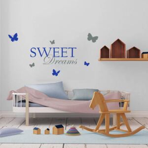 GLIX Sweet dreams - nálepka na stenu Šedá a modrá 120 x 60 cm