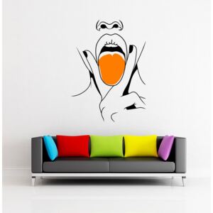 GLIX Lips swag - nálepka na stenu Čierna a oranžová 70 x 95 cm