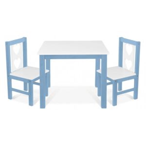 BABY NELLYS Detský nábytok - 3 ks, stôl s stoličkami - modrá, biela,B/02