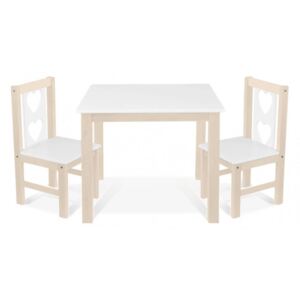 BABY NELLYS Detský nábytok - 3 ks, stôl s stoličkami - prírodná lll., biela, B/03