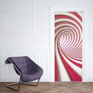 GLIX Fototapeta na dvere - 3D Swirl Tunnel Red And White