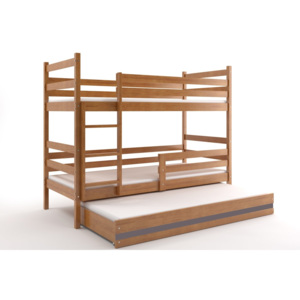 Poschodová posteľ s prístelkou - ERIK 3 - 190x80cm Jelša - Blankytný