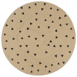 Ručne vyrobený jutový koberec s potlačou trojuholníkov 90 cm
