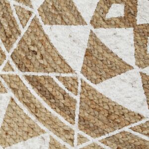 Ručne vyrobený jutový koberec s bielou potlačou 120 cm