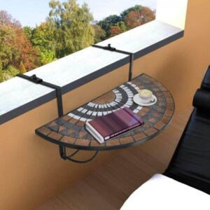 Závesný polkruhový stôl na balkón- hnedý