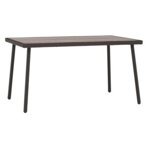 Záhradný stôl, hnedá, oceľ/ratan/artwood, 140x82 cm, SANDVIKA