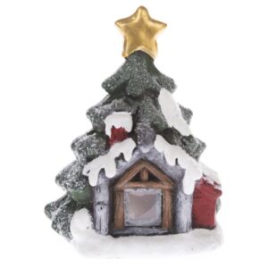 Vianočná dekorácia Svietiaci domček so stromčekom, 12 x 15,6 x 9,4 cm, LED