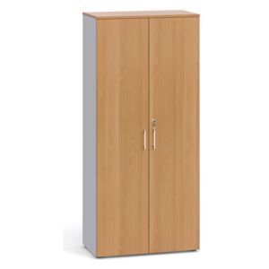 Kancelárska skriňa s dverami, 1781x800x420 mm, sivá / buk
