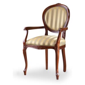 TARANKO Fotel L rustikálne jedálenské kreslo hnedá / zlato-zelený vzor (A4 0305)