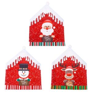 Vianočné návlek na stoličky - Santa, Sobík a snehuliak - sada 3 kusov