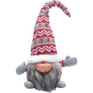 Vianočný škriatok 30 cm - šedý/červený s tvárou
