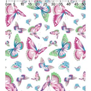 Metráž látka bavlna motýľ ružový na biele | RTex