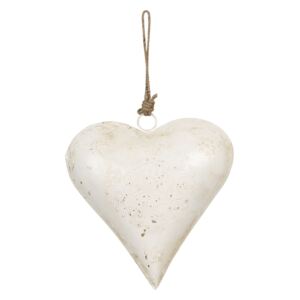 Závesná plechová dekorácie biele srdce - 21 * 6 * 21 cm