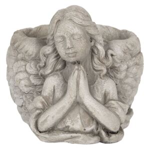 Šedý květináč s andělkou Anjel - 16 * 13 * 12 cm