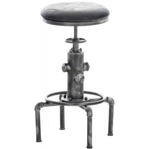 Kovová barová stolička Lumo Vintage ~ koženka, antik strieborná Farba Čierna