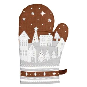 Forbyt Vianočná chňapka Zimná dedinka hnedá, 18 x 28 cm