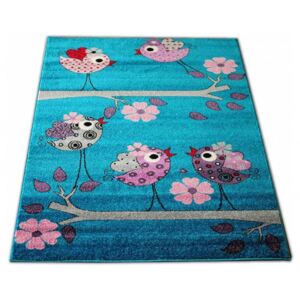 Detský koberec Vtáky tyrkysový, Velikosti 120x170cm