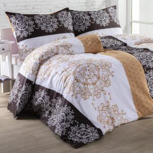Bavlnené posteľné obliečky ZARINA hnedé predĺžená dĺžka