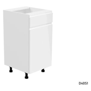 Kuchynská skrinka dolná kombinovaná ASPEN D40S1, 40x82x47, biela/sivá lesk, ľavá