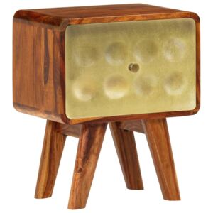 Nočný stolík 49x40x30 cm masívne sheeshamové drevo so zlatou potlačou