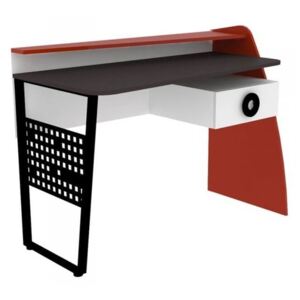 Písací stôl Racer - červená/biela/rock